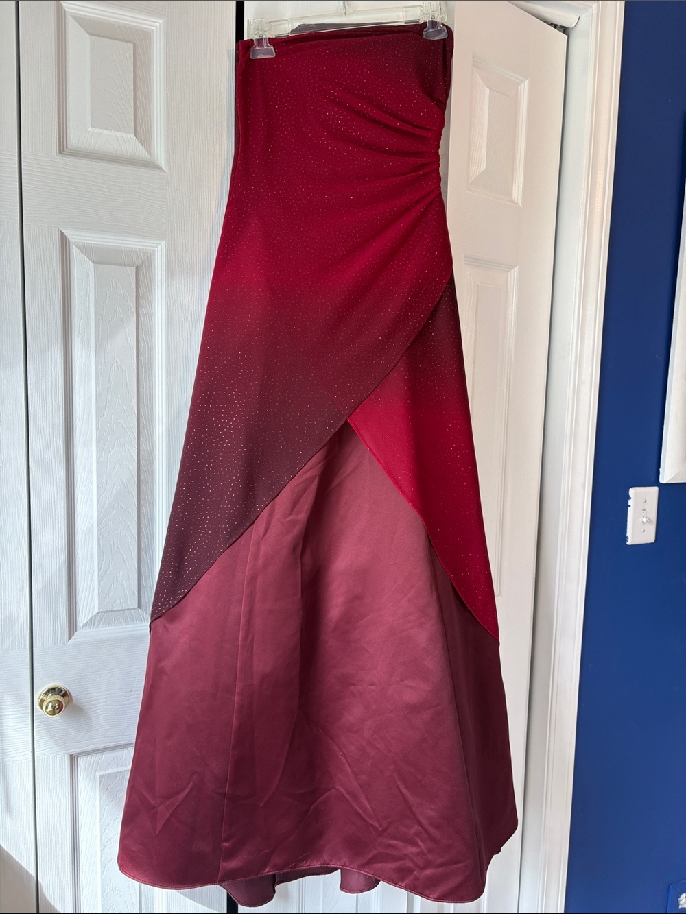 Jump Apparel Strapless Red Ombre Evening Gown